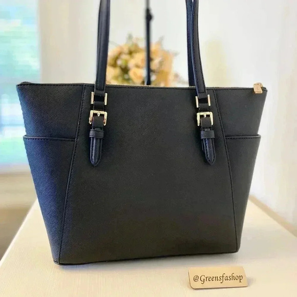 Michael Kors Purse & wallet Charlotte Top Zip Tote shoulder bag black new - Picture 4 of 12